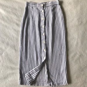 Striped Button Up Pencil Skirt